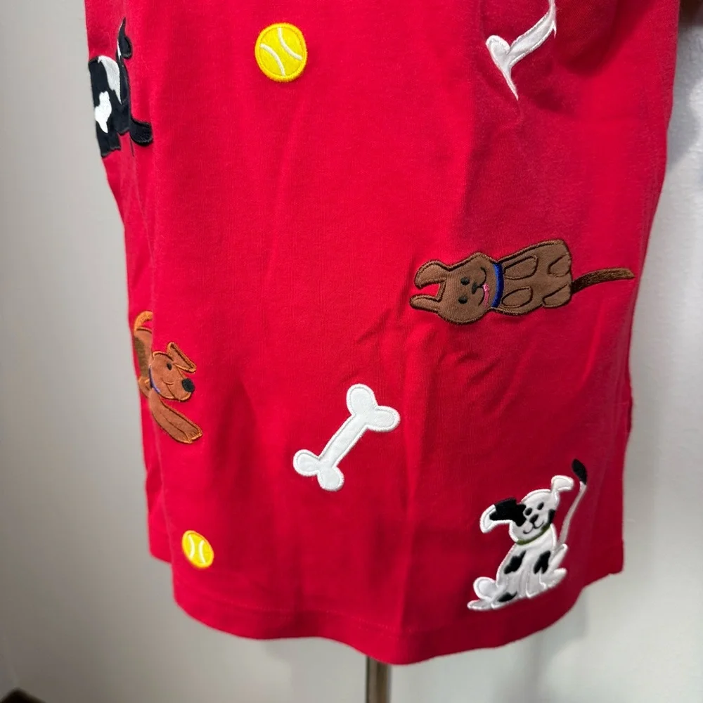 Bechamel Petites Red Embroidered Dog Tee – Size PS